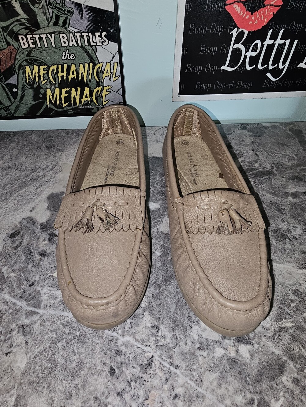 White Stag Taupe Tassel Moccasin Loafers